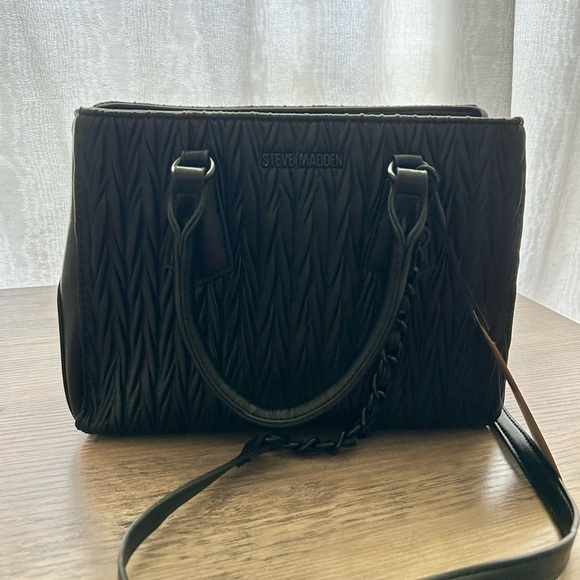 Steve Madden Black Handbag with Texture NWT - Picture 12 of 13